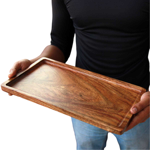 Plateau de service rectangulaire en bois d'acacia Vente en gros Plateau de service pour dessert biscuit collation fruits Assiettes en bois élégantes - Product Image 6