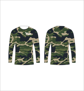 T-shirt à manches longues personnalisé vert, noir et camouflage marron, anti-humidité, haute performance, pour entraînement sportif et fitness - Product Image 1