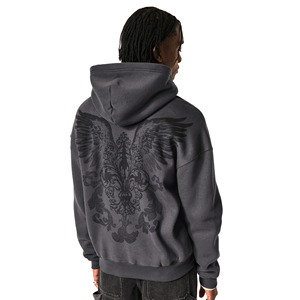 Sweat à capuche zippé surdimensionné en coton 100% pour homme, imprimé personnalisé, broderie usée, vente en gros 2025, poids lourd, hiver, écologique - Product Image 2