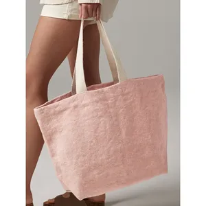 Sac fourre-tout promotionnel en jute lavé doux, sac de plage, merchandising durable - Product Image 1