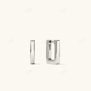 Pendientes de aro geométricos cuadrados rectangulares de oro brillante, diseño Huggie de moda simple, pendientes de aro finos gruesos y delicados modernos - Product Image 3