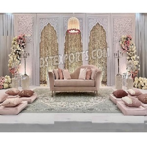 Muslim Wedding Fiber Carved Stage <b>Backdrop</b> Panels Western Wedding White Fiber Back-<b>Frames</b> Modern Wedding Stage Fiber Backwall UK - Product Image 1