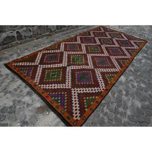 Tapis turc vintage grande surface 6.2 X 12.8ft classique marron vert Patchwork Design fait à la main laine Latex pour couloir chambre décor - Product Image 3