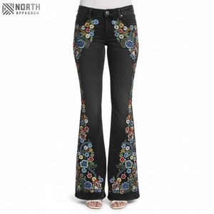 Top Trending Oem Women's Denim <b>Flared</b> Trousers Quick Dry Breathable Comfortable Custom Made Women's Denim <b>Flared</b> Trousers - Product Image 1