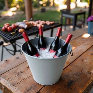 Pot à boisson en acier artisanal de luxe Refroidisseur à vin Récipient à bière Bassin à champagne pour les fêtes de jardin et les rassemblements festifs - Product Image 4