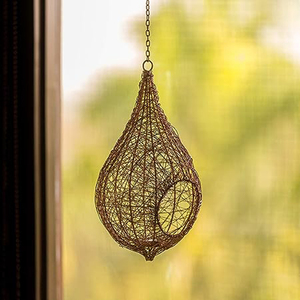 Portavelas de luz de té votiva colgante de alambre de Metal en diseño atractivo decoración de boda un diseño único forma personalizada de Color dorado - Product Image 1