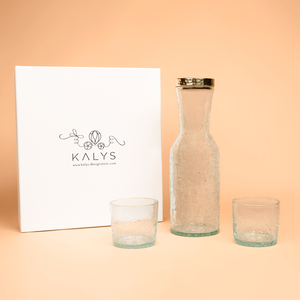 Duo Vera Verre soufflé en transparent miel ou bleu foncé - Product Image 1