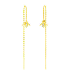 NOVAMART Fine Floral 925 Sterling Silver Drop <b>Earrings</b> with <b>Threader</b> Design Wholesale Export - Product Image 1