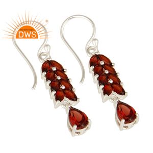 Meilleure vente de boucles d'oreilles en argent sterling avec grenat naturel et pierres précieuses fabricant de bijoux personnalisés - Product Image 2