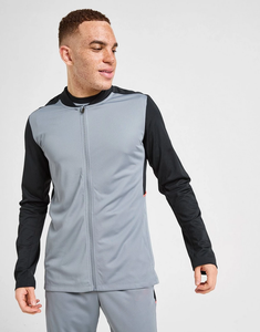 Survêtement gris et noir pour homme avec blocs de couleur, fermeture éclair intégrale, poches latérales, design sportif respirant, idéal pour l'automne - Product Image 4