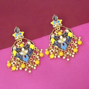 Kriaa ต่างหูห้อยชุบทอง kundan แบบหลาย meenakari dangler รุ่น1314211g - Product Image 1