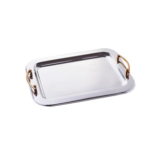 Vintage & Handmade Stainless Steel <b>Snack</b> Serving Tray with Handle for Wedding Parties Serving Tray For Home Restaurants Hotels - Product Image 1