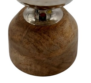 Quemador de Incienso Bakhoor Moderno con Base de Madera y Tapa de Metal Plateado Martillado, Porta Incienso Árabe Oud, Incensario Portátil de Carbón para Oriente Medio - Product Image 4