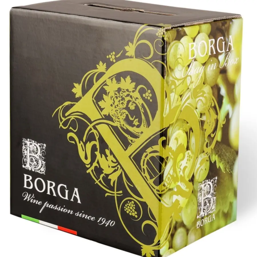 תיבת 5 ליטר עם ברז 100% למחזור אריזה פרימיום תוצרת איטליה שרדונה IGT ונטו תיק בתיבה לבן יין