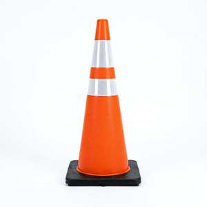 Cône de signalisation routière en PVC de 700 mm avec bande réfléchissante, robuste, pour la sécurité routière des parkings, vente en gros - Product Image 1