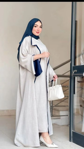 Abaya de Dubaï en soie faite à la main sophistiquée, robe modeste de couleur personnalisée, travail de perles subtil, anti-rides, manches longues, haute qualité - Product Image 4