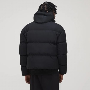Veste matelassée pour hommes de couleur noire, imperméable et chaude, coupe-vent de plein air, vêtements d'hiver personnalisés, rembourrés et solides, OEM, vente en gros - Product Image 4