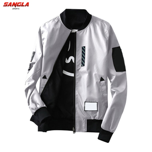OEM de alta calidad de los hombres de la chaqueta de bombardero de tela personalizada con cremallera estilo Letterman Casual Otoño Invierno Outwear en tallas grandes - Product Image 5