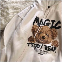 Sudadera con capucha para parejas, de algodón 100%, con estampado de dibujos animados, oso polar, talla grande, Primavera