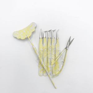 แหนบต่อขนตาเคลือบผงสีเหลืองและสีขาวติดฉลากติดสปริงปลายกระจกสีเงินแบบกำหนดเองได้อย่างยั่งยืน - Product Image 4