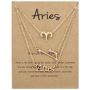 Oferta Especial: Conjunto de 3 Collares de <span class=keywords><strong>Moda</strong></span> con Símbolos del Zodiaco, Letras Inglesas y Diseño de Cielo Estrellado en Plata y Oro para <span class=keywords><strong>Mujer</strong></span>, con Papel - Product Image 4