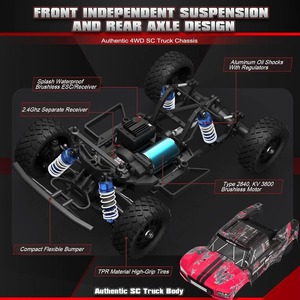 HBX 3100A 1/14 Camioneta RC sin Escobillas para Pistas Cortas RTR 38MPH con ESC Hobbywing, Eje Trasero Sólido, 4WD, Vehículo Todoterreno para Desierto - Product Image 2