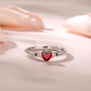 Jeulia You & Me Heart Engagement <b>Ring</b> in Sterling <b>Silver</b> with Ruby - Product Image 6