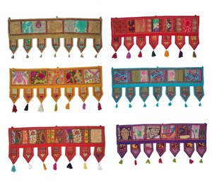 Hecho a mano Vintage Patchwork Toran puerta decorativa gitana cenefas indio algodón bordado Banjara cortina hogar boda indio - Product Image 2