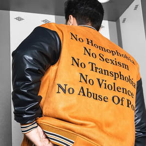 2025 Varsity chaqueta de ropa deportiva hombre elegante cuerpo de lana mangas de cuero bordado personalizado logotipos soporte lona PU bolsillo - Product Image 3