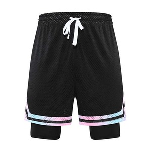 Pantalones cortos atléticos con estampado de logotipo personalizado para hombre en blanco, pantalones cortos de baloncesto de verano con malla para gimnasio, Diseño a rayas, estilo callejero, pantalones cortos con cordón para hombre - Product Image 1