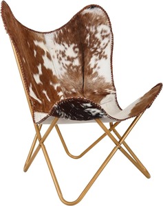 BKF Handcrafted Foldable Cowhide Leather Butterfly Design Leisure Chair Rustic Iron Frame for Home Office Dining Room Outdoor - Product Image 3