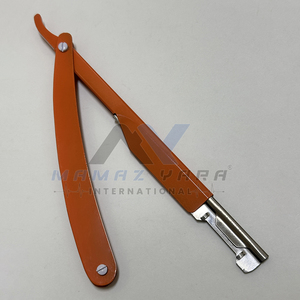 Maquinilla de afeitar Manual de lujo reemplazable de una sola hoja naranja Swing Lock plegable Barber Razor logotipo personalizado maquinilla de afeitar de acero inoxidable - Product Image 3