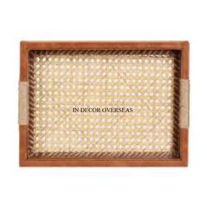Heart Shaped High Standard Quality Rattan Made Luxury Serving <b>Tray</b> With Mother Of Pearl Inlay From India In Impressive Price - Product Image 6