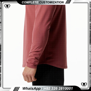 Blanc col rond entraînement vêtements actifs formation t-shirt manches longues ajusté Compression Fitness Gym T-shirts hommes - Product Image 6