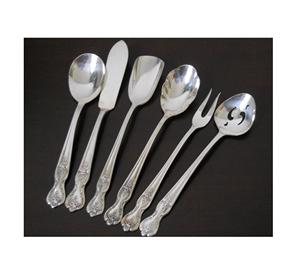 Ensemble de couverts en métal faits à la main, Design de poignée, coutellerie en laiton 5 pièces, ensemble de couverts pour mariage et cuisine - Product Image 4