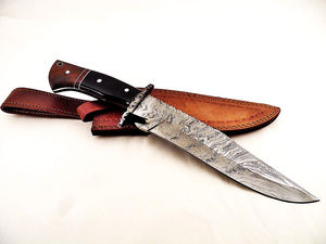 มีดโบวี่เหล็ก D2งานทำมือสั่งทำมีดด้ามไม้ขัดสูงพร้อมปลอกหนัง - Product Image 3