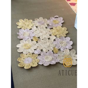 Handmade 26x35 Inch Cotton Crochet Flower Patch Placemat Woven <b>Decorative</b> <b>Table</b> Mat for Home - Product Image 3