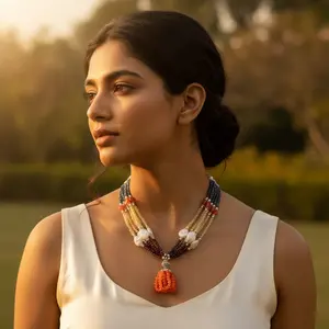 Collier à plusieurs rangs en pierres précieuses pour femmes, bijoux fantaisie, collier superposé - Product Image 1