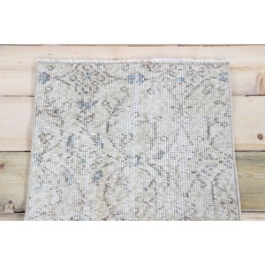 Tapis turc vintage 1,5x3 pi (45x90 cm), tapis beige géométrique - Product Image 4