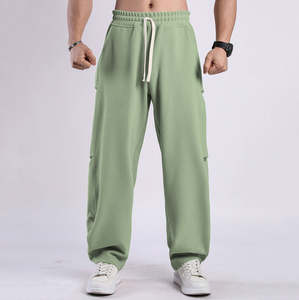 Pantalon en toile décontracté pour hommes Patchwork Design Loose Fit Mid Waist Plus Size Outdoor Sportswear Drawstring Closure Plain Dyed Front - Product Image 5