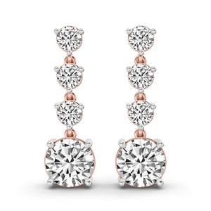 Circular Round Lab Grown <b>Diamond</b> <b>Dangle</b> <b>Earrings</b> 1 Ct Tw F-G Color VS Clarity 8 <b>Diamonds</b> 14K Solid Gold Fashion Forward Drop - Product Image 3
