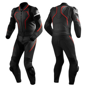 Traje de moto de cuero resistente para hombres con armadura CE para carreras y giras - Product Image 1