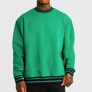 Sudadera Personalizada Verde con Cuello Redondo Unisex, con Puños y Dobladillo a Rayas, Ropa Casual de Calle, Felpa - Product Image 1