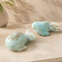 Figurine en cristal poli de hemimorphite naturelle sculptée en forme d'animal marin pour la décoration de la maison et du bureau, la méditation et la collection de cadeaux