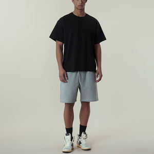 Pantalones Cortos Deportivos de Algodón con Forro Polar Gris Estilo Urbano para Hombre, al por Mayor, Lisos, con Cordón y Cintura Elástica - Product Image 2