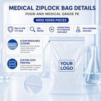 Sac à fermeture éclair de sécurité en PE de qualité médicale, sac pour échantillons, avec logo personnalisé imprimé pour l'emballage de médicaments hospitaliers