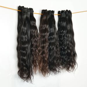 Extensions de cheveux vierges 100% alignées sur les cuticules, noires, provenant de temples vietnamiens, lots de cheveux humains non traités, ondulés naturels - Product Image 1