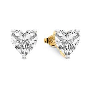 Pendientes de Diamante Cultivado en Laboratorio Rosa Intenso en Forma de Corazón, 1 Ct Tw, Claridad VS, Tres Puntas, Oro de 14K, Estilo Hip Hop, Para Ella - Product Image 3