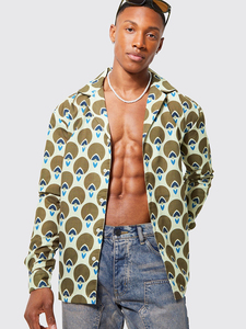 เสื้อเชิ้ตลำลองพิมพ์ลายสีเขียวและสีน้ำเงินแบบทึบแสงสำหรับผู้ชายจากซัพพลายเออร์อินเดีย ขายดี รับผลิตแบบ OEM ODM ราคาดีที่สุด - Product Image 3