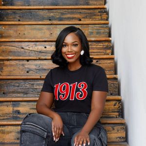 1913 nero DST ciniglia ricamata T-Shirt Premium cotone greco confraternita abbigliamento Delta Casual orgoglio T-Shirt - Product Image 2